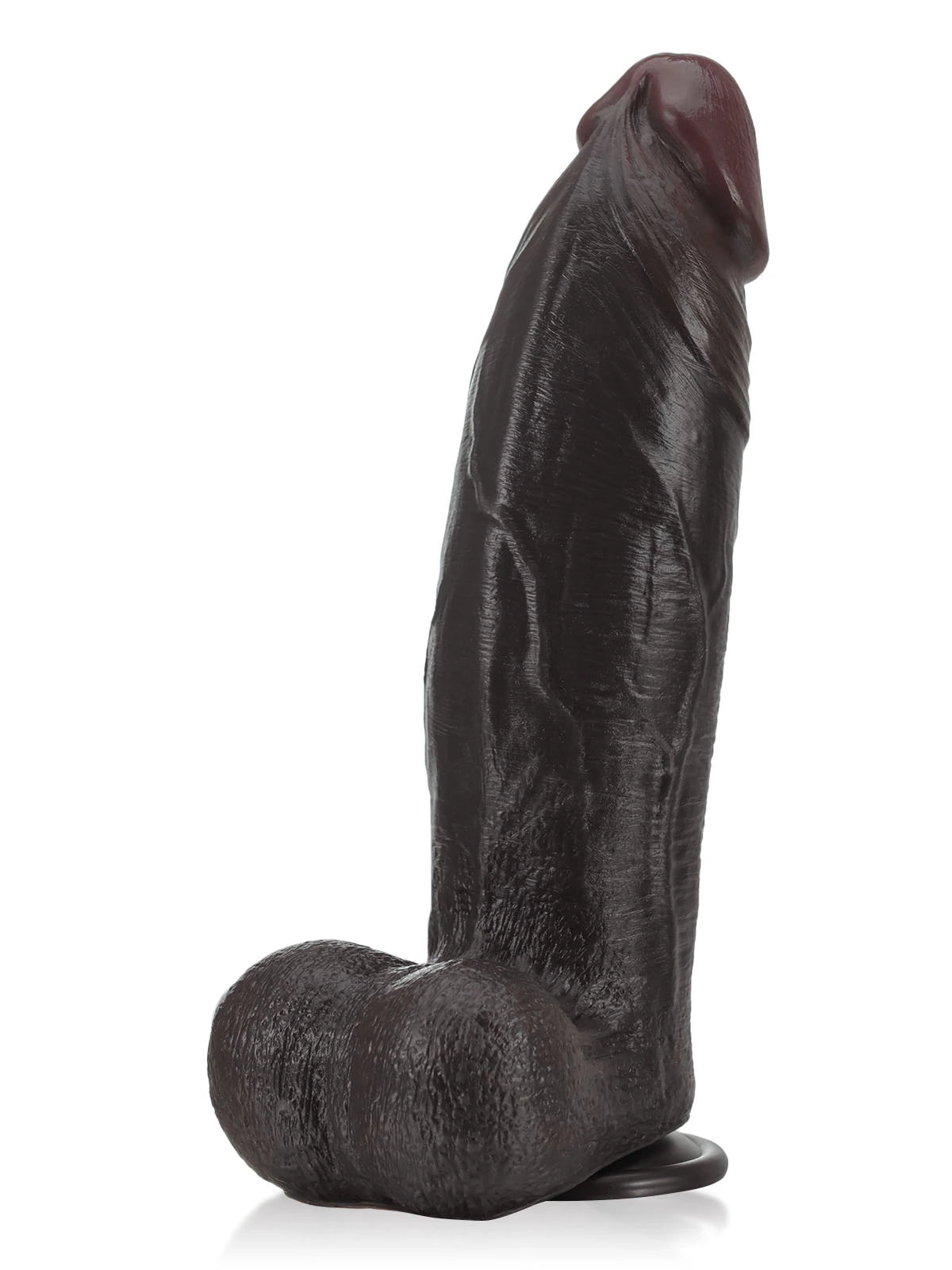 Lukas - Großer, dicker, schwarzer Dildo mit Dual-Density-Struktur - 27,5 cm
