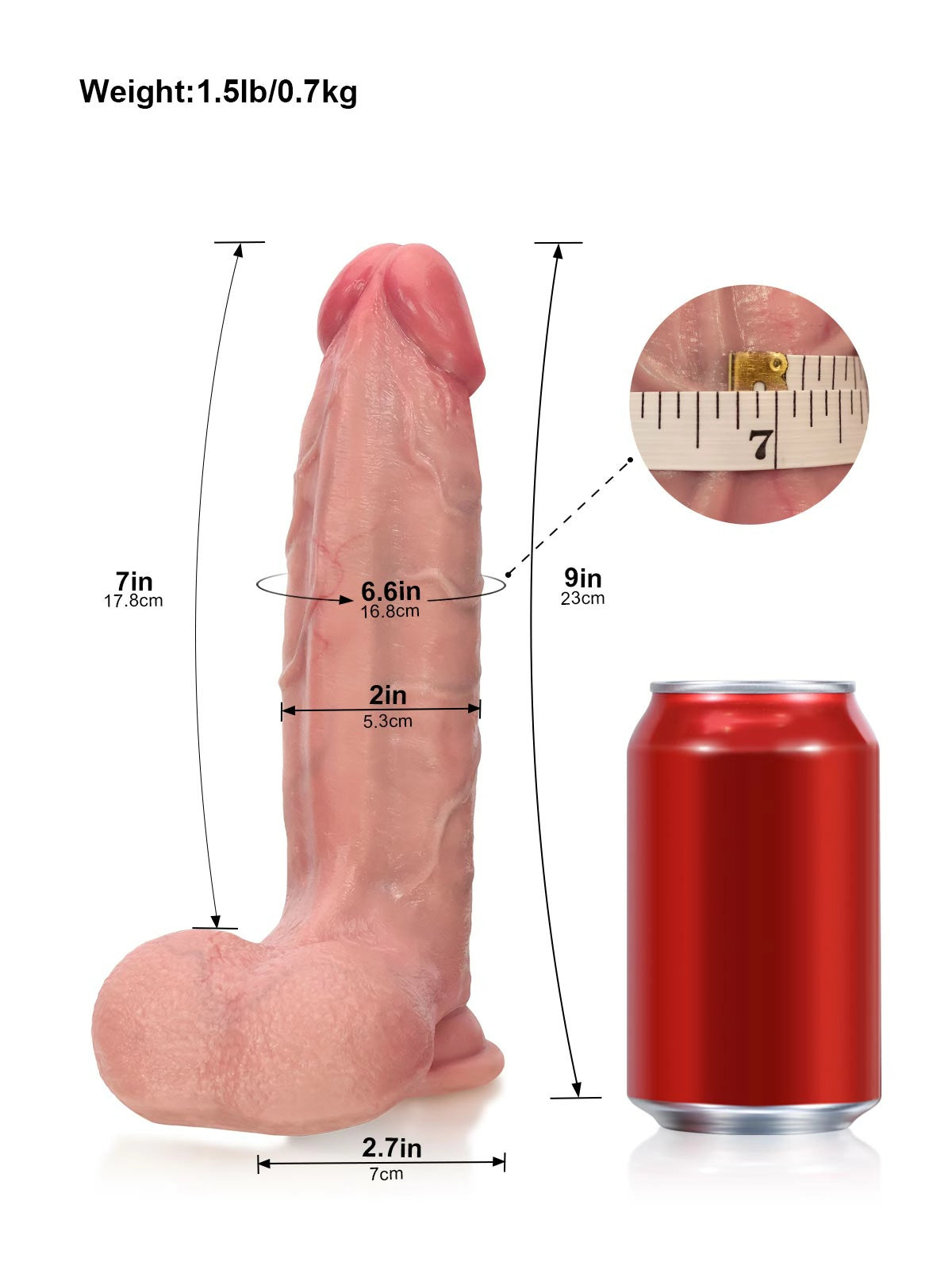 Blake - Texturierter Realistischer Dildo mit Dual-Density-Silikon - 23 cm