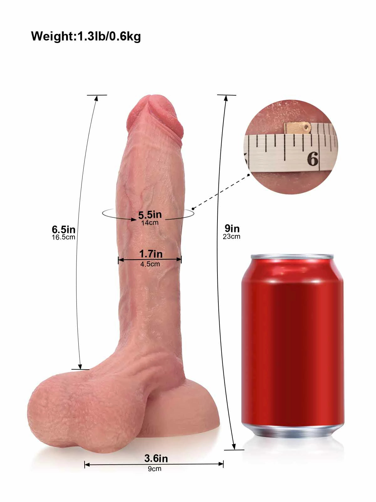 Caleb - Realistischer Dildo mit Detaillierter Struktur und Lockeren Hoden - 23 cm