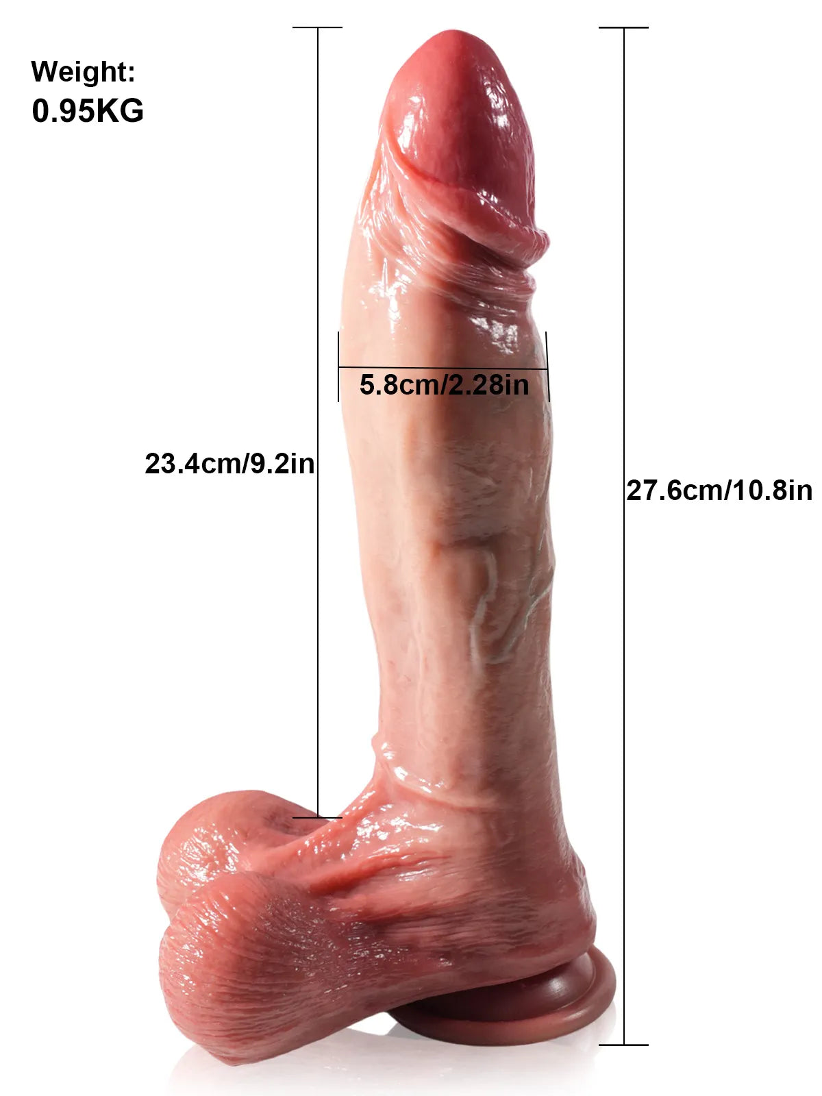 Daniel - Großer, stoßender, vibrierender Dildo mit praller Eichel - 27,6 cm