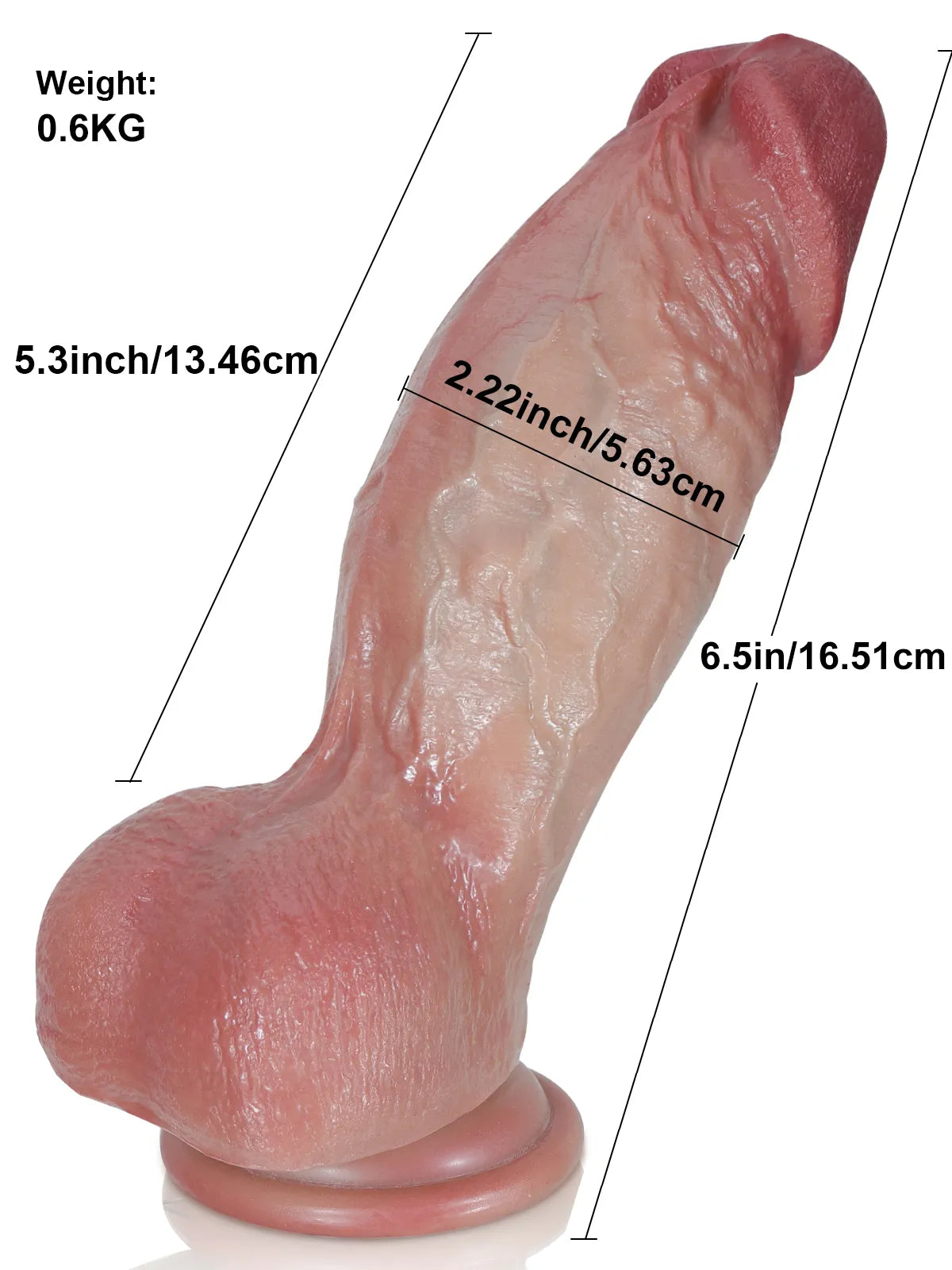 David - Realistischer Dildo, kurz, dick & voluminös - 16,5 cm