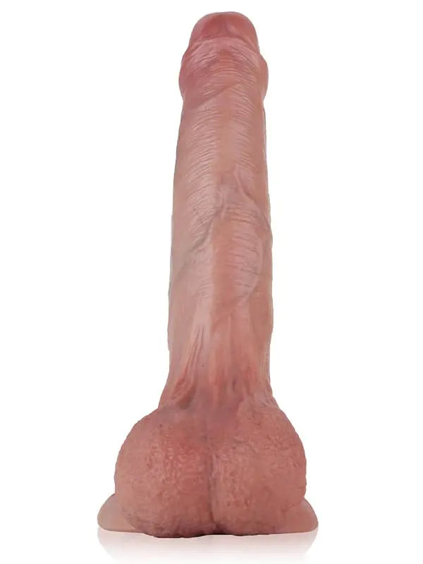 Detlef - Unbeschnittener, flexibler Silikon-Dildo mit beweglichem Hodensack - 21 cm
