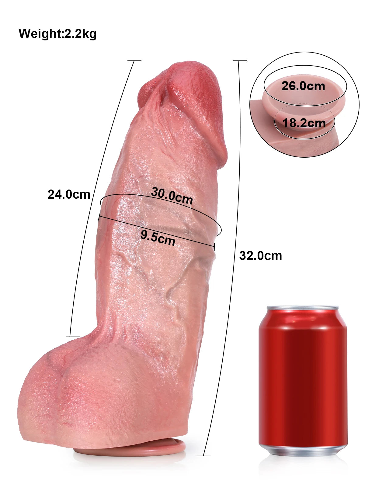 Diego XXL - Extremer Realistischer Dildo mit Dual-Density-Silikon - 32 cm