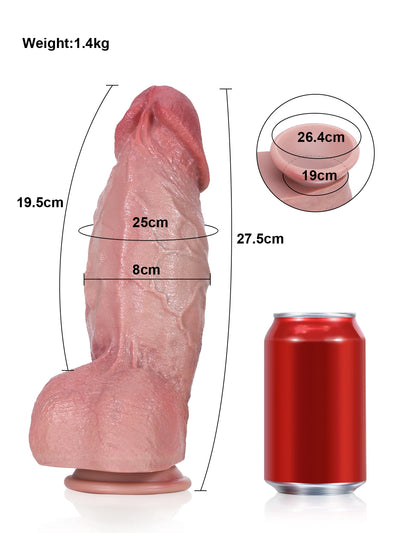 Diego - Großer, dicker, realistischer Dildo mit ausgeprägten Adern - 27,5 cm/32 cm