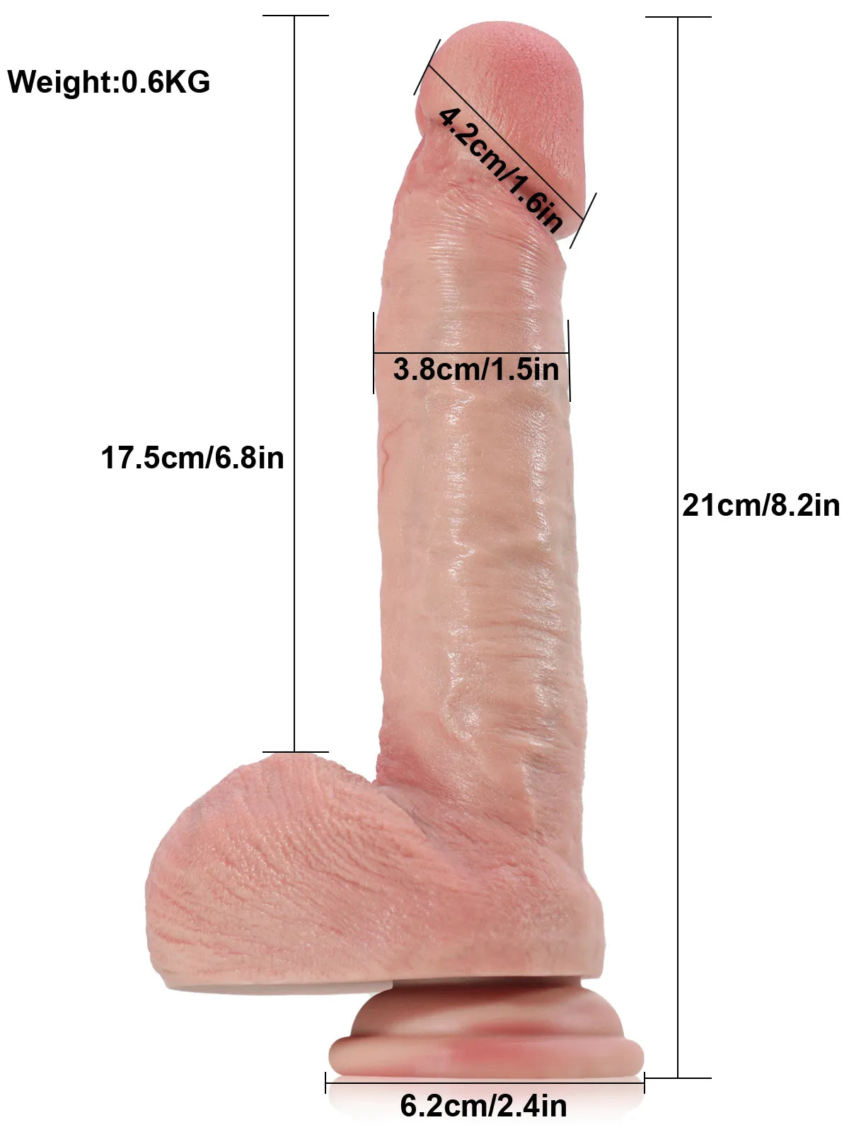 Dieter - Realistischer Dildo mit großer, ausgeprägter Eichel für Einsteiger - 21 cm