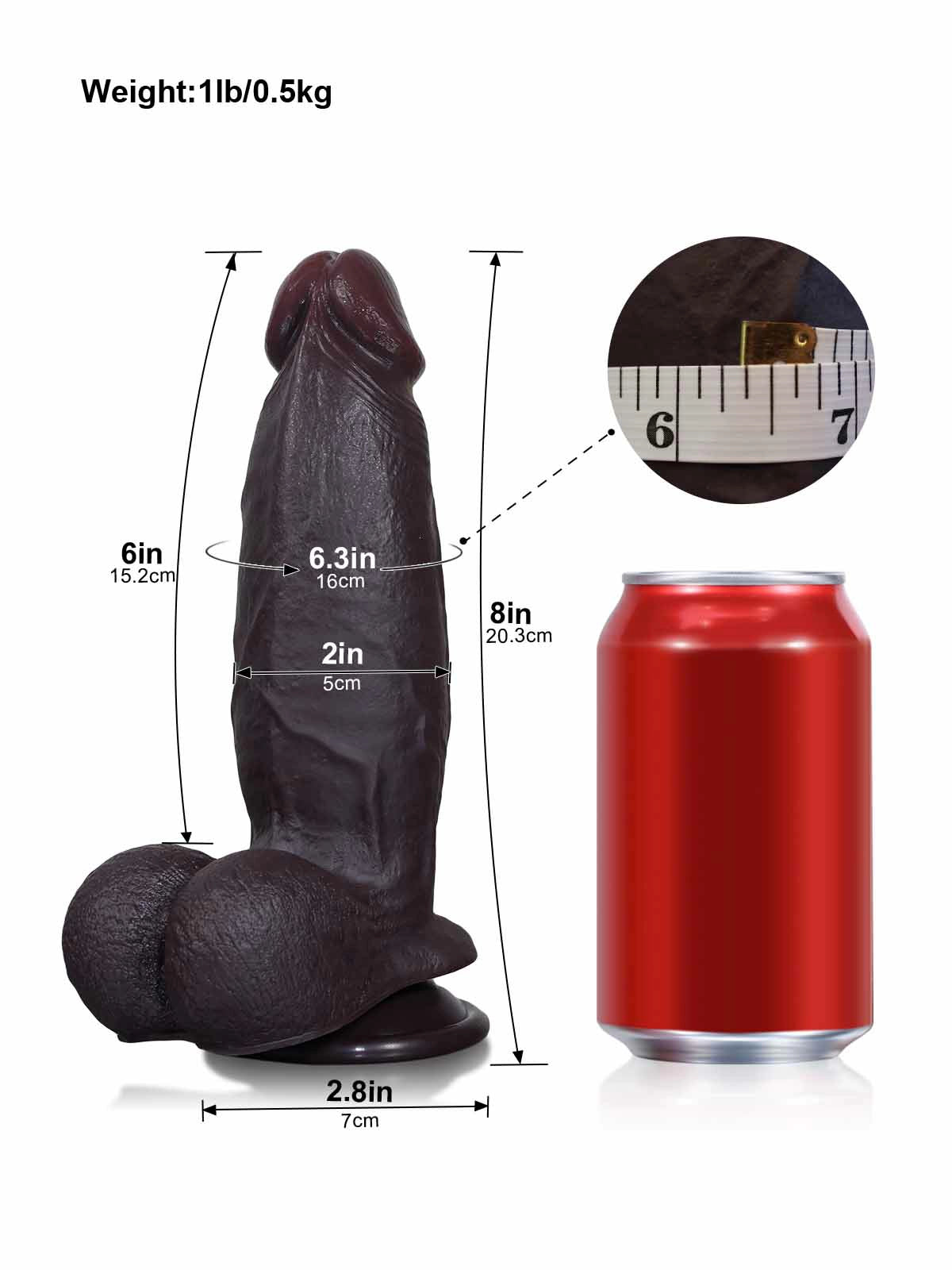 Dorian - Realistischer Dildo in Schwarz mit verschiebbarer Haut & Hoden - 20,3 cm