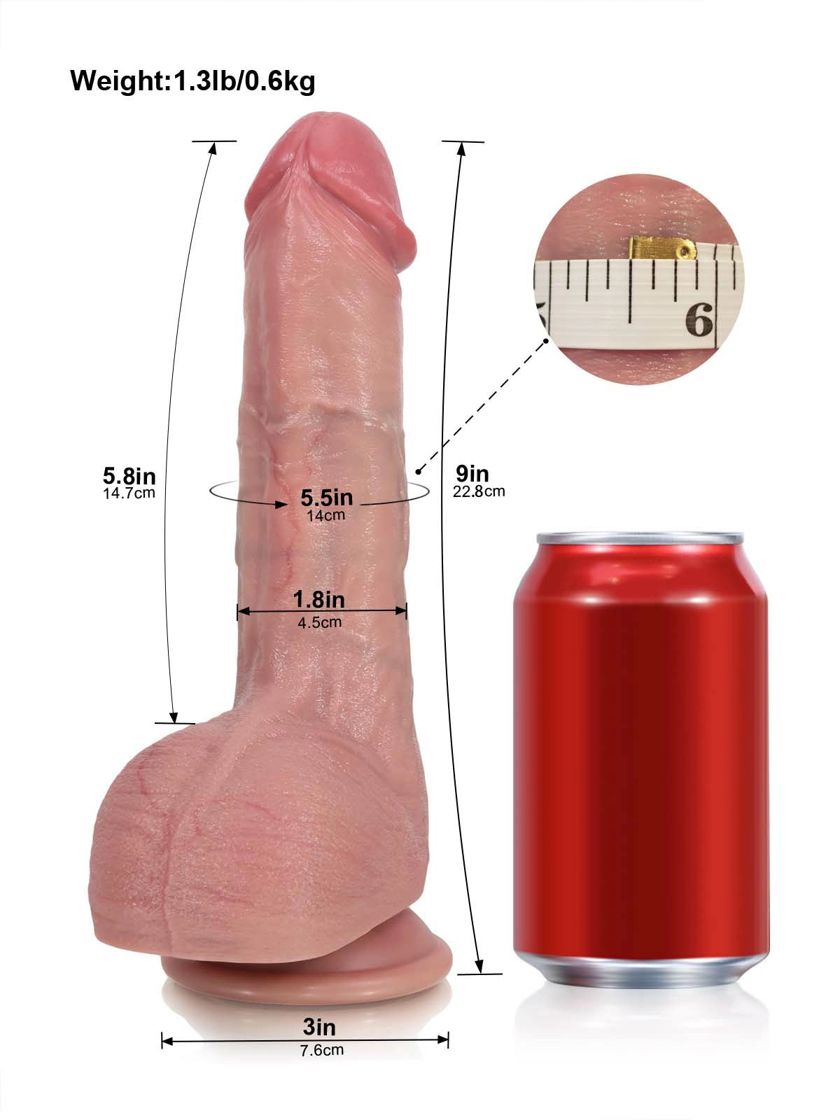 Drake - Dildo mit Stoßfunktion und Ausgestellter Eichel - 22,8 cm