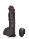 Elias - Schwarzer Stoßdildo mit Vibration und Heizfunktion - Fernbedienung - 27,0 cm