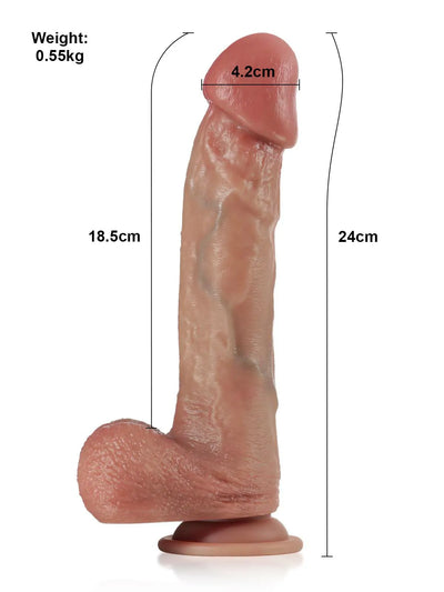 Fabian - Dildo mit Stoßfunktion, Vibration, Heizfunktion und Fernbedienung - 24 cm