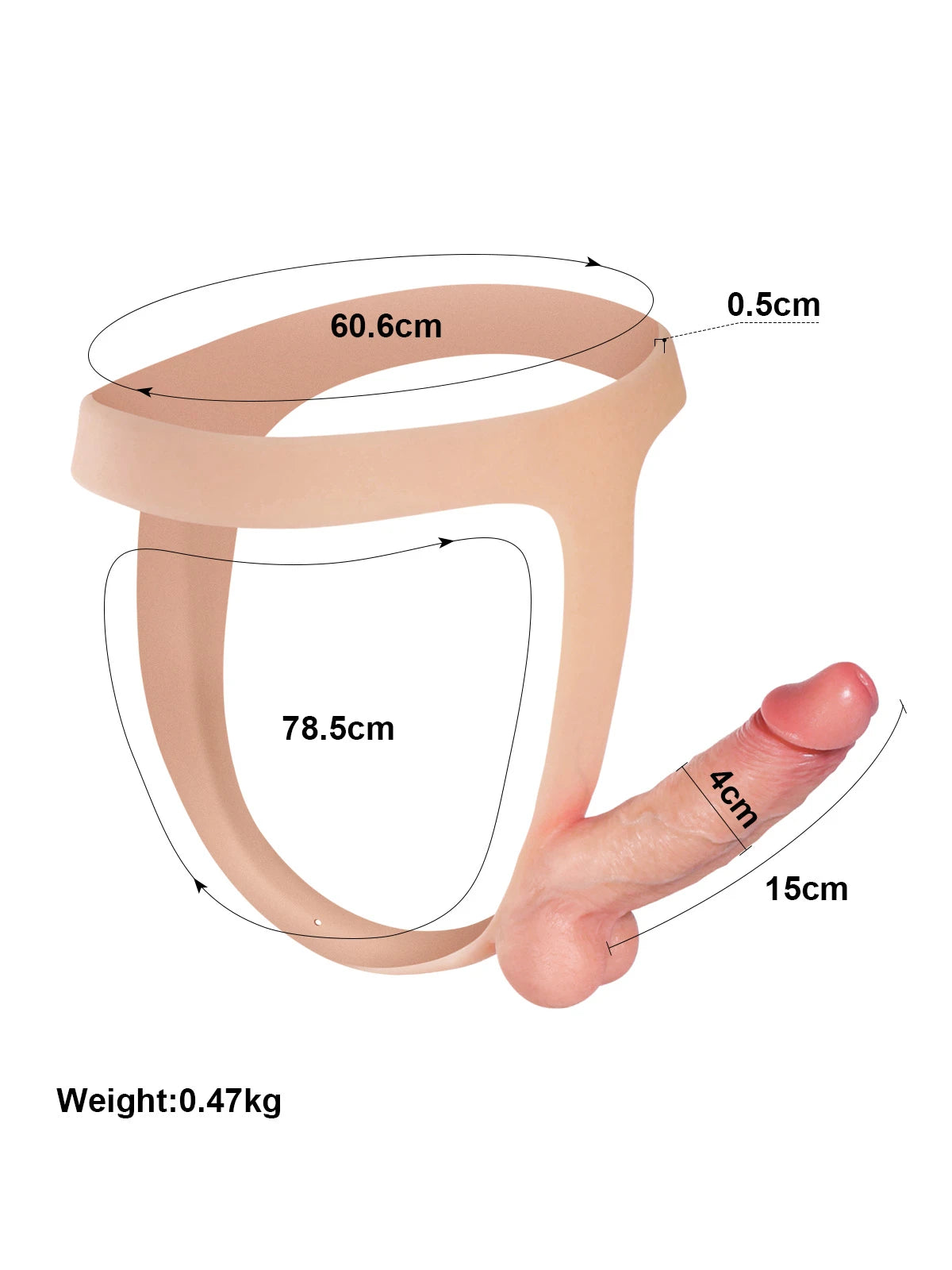 Fenrir - Silikon-Strap-On mit stabilem Dildo - Ideal für lesbische Paare & Pegging - 15 cm