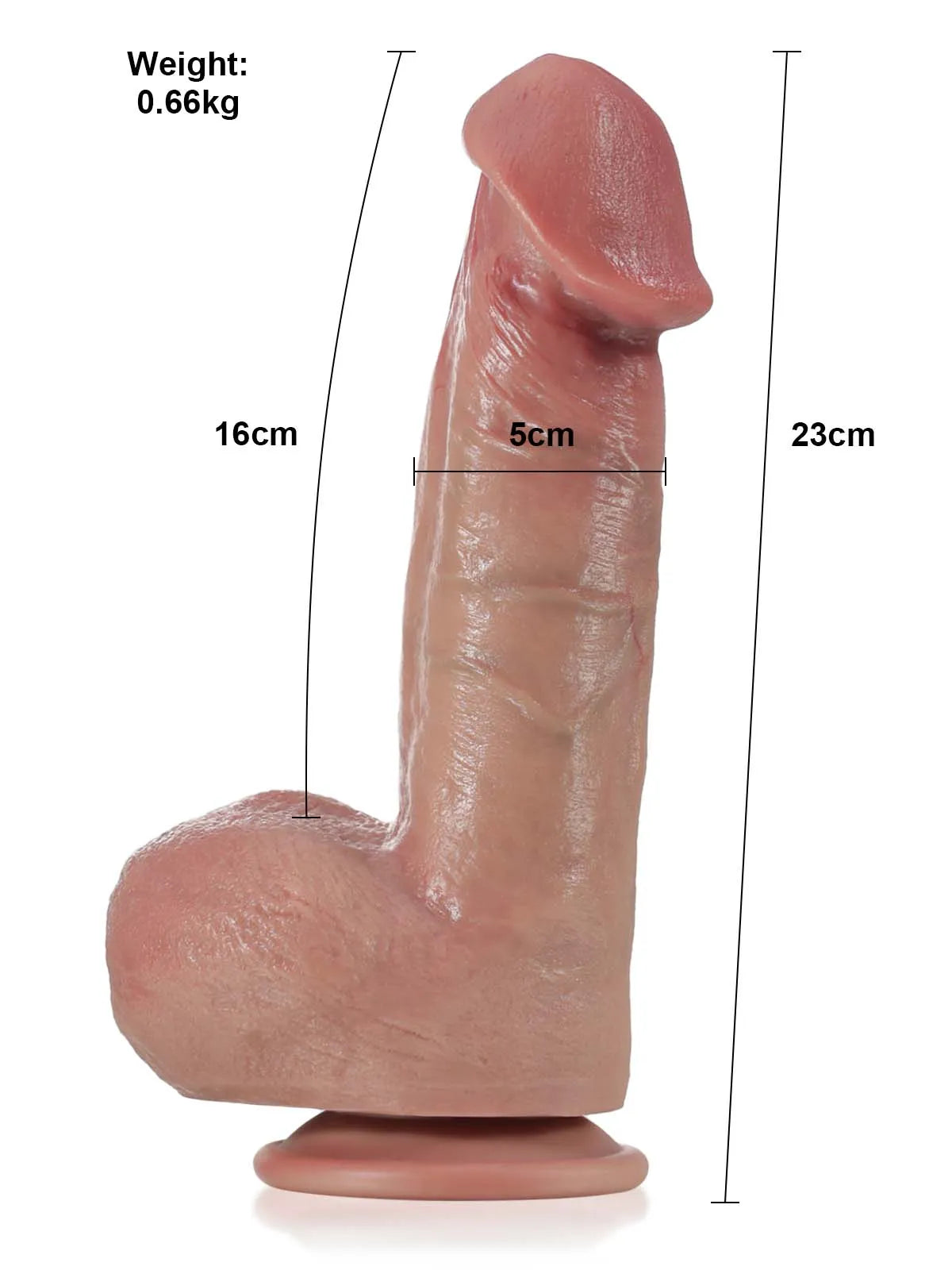 Frank - Dicker, realistischer Dildo mit großer, pilzförmiger Eichel - 23 cm