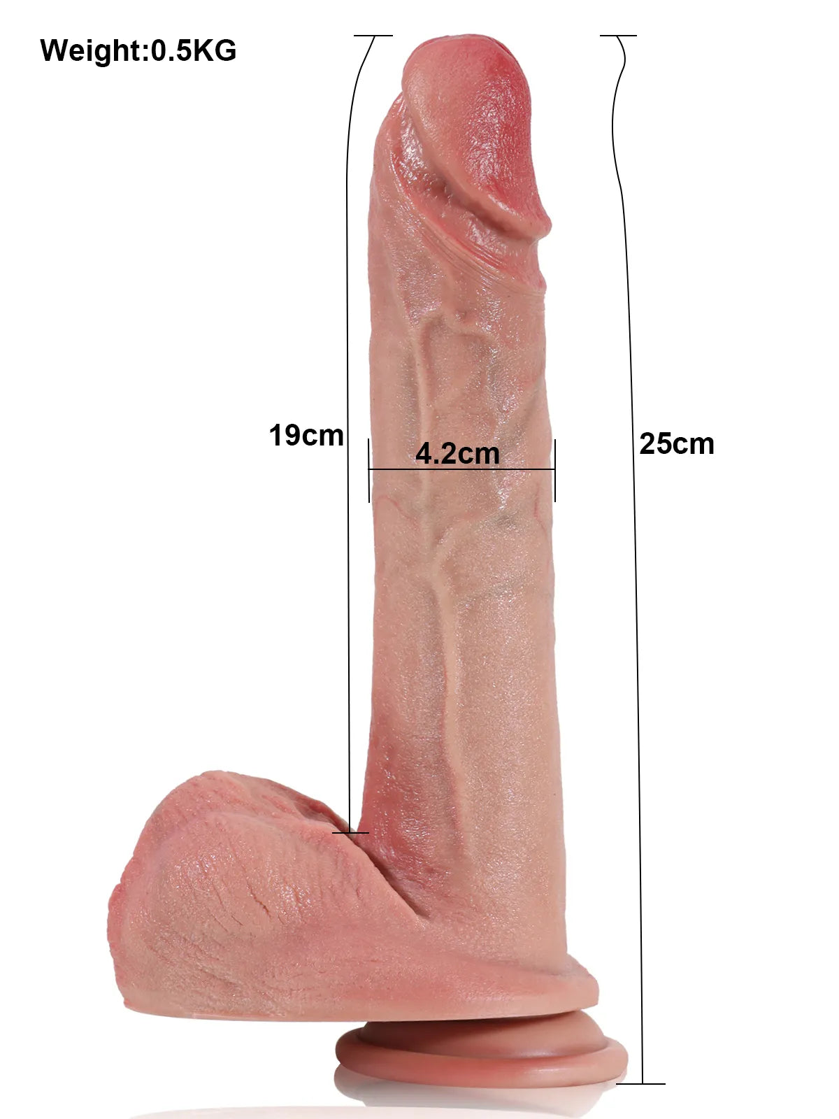 Friedhelm - Schlanker, hautähnlicher Dual-Density-Dildo in Hautfarbe - 25 cm