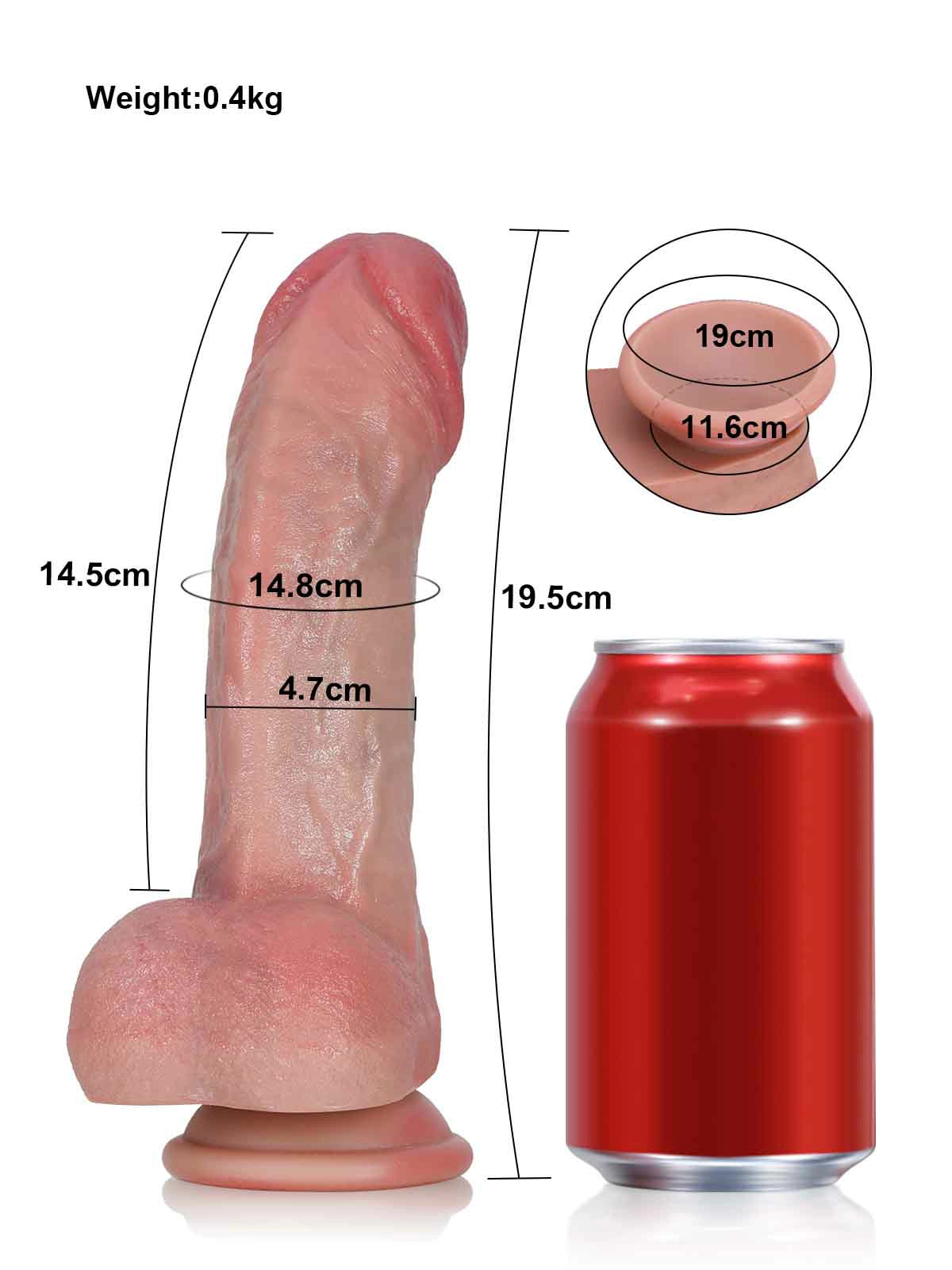 Gary - Lebensechter Dildo mit Gebogenem Schaft und Ausgeprägter Rückengratleiste - 19,5 cm