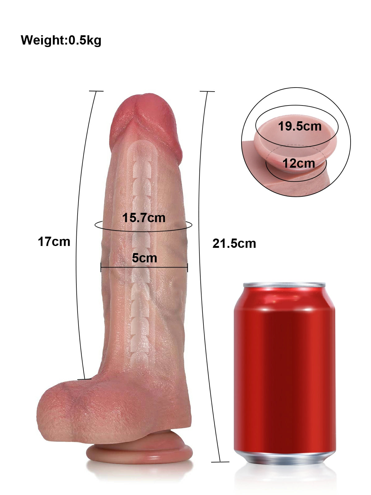 Gimli - Realistischer Dildo mit Erhabenem Eichelrand und Biegbarem Metallkern - 21,5 cm