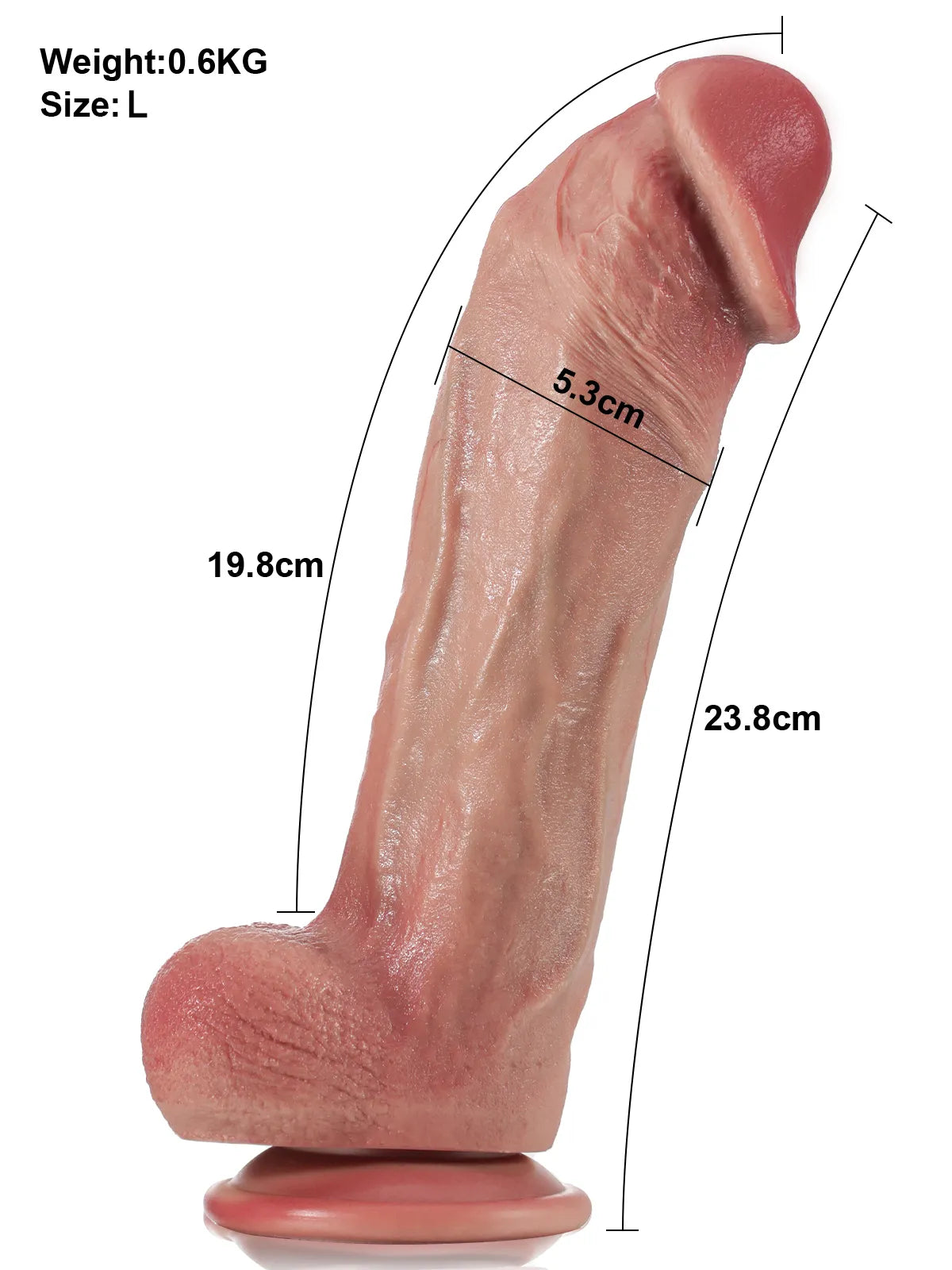 Hans - Flesh G-Punkt Dicker Gebogener Dildo mit Metallkern Biegsam - 19,8/23,8 cm