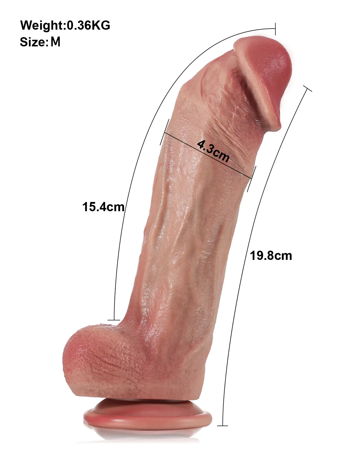 Hans - Flesh G-Punkt Dicker Gebogener Dildo mit Metallkern Biegsam - 19,8/23,8 cm