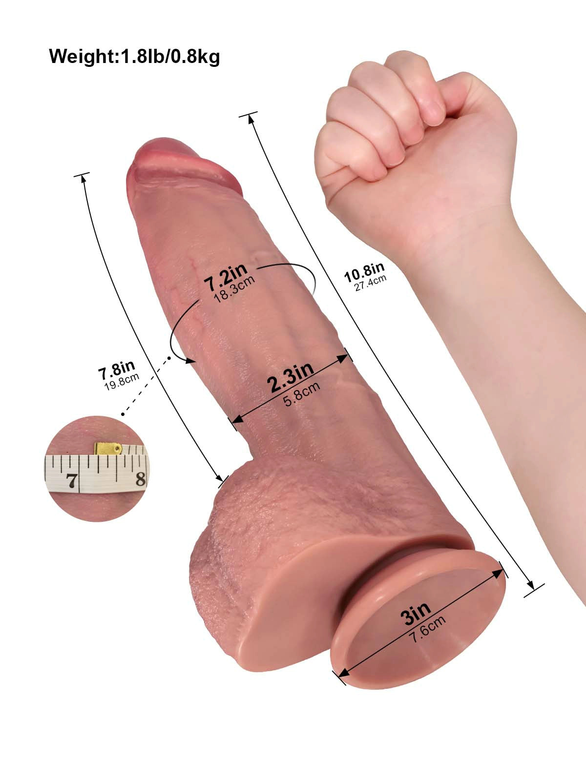 Henry - Großer Realistischer Dildo mit Breitem Rücken - 27,4 cm
