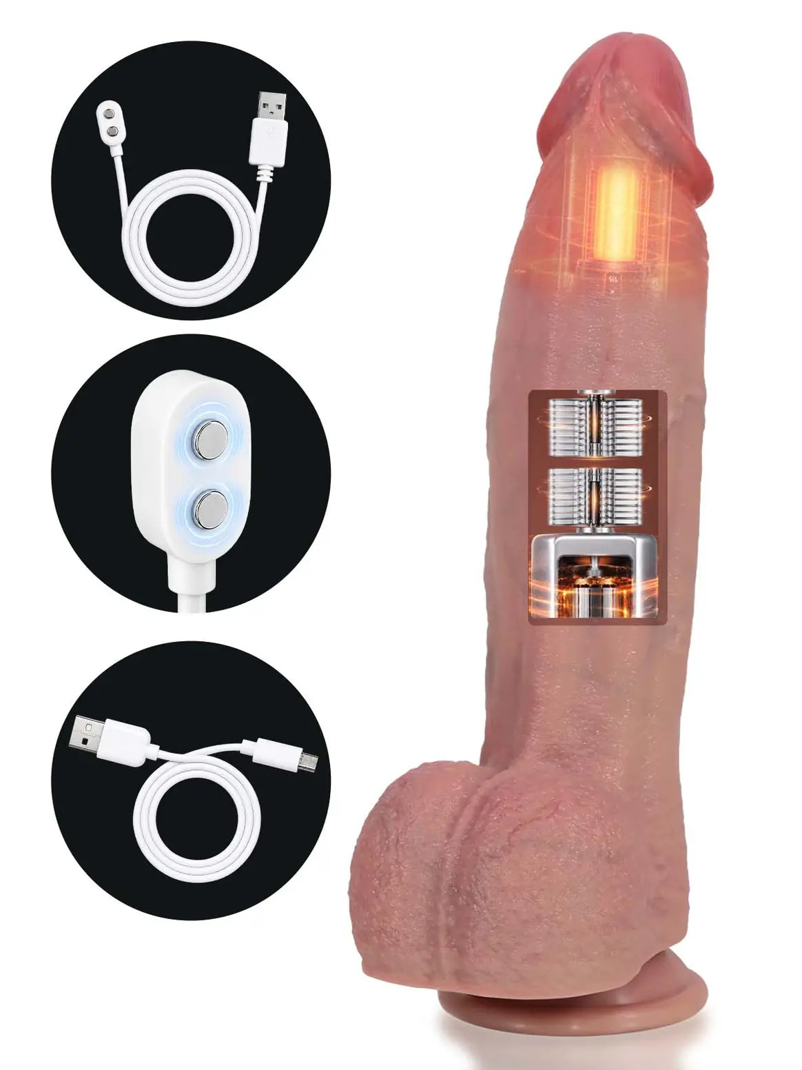 Henry - Stoßender Vibrations-Dildo mit breitem Körper & realistischer Textur - 27,4 cm