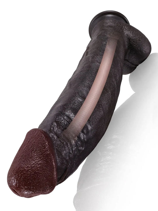 Farid - Großer, realistischer Schwarzer Dildo mit stabilem Metallkern - 30,5 cm