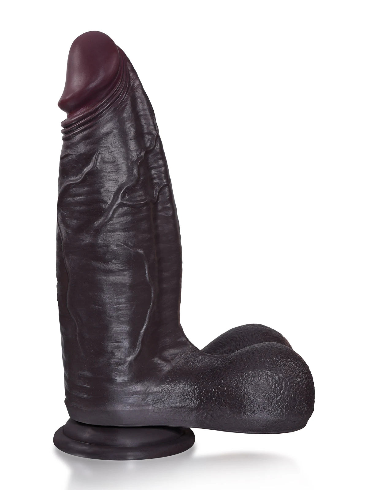 Hugo - Schwarzer Realistischer Dildo mit verjüngter Eichel und Harnröhrenleiste - 29,2 cm