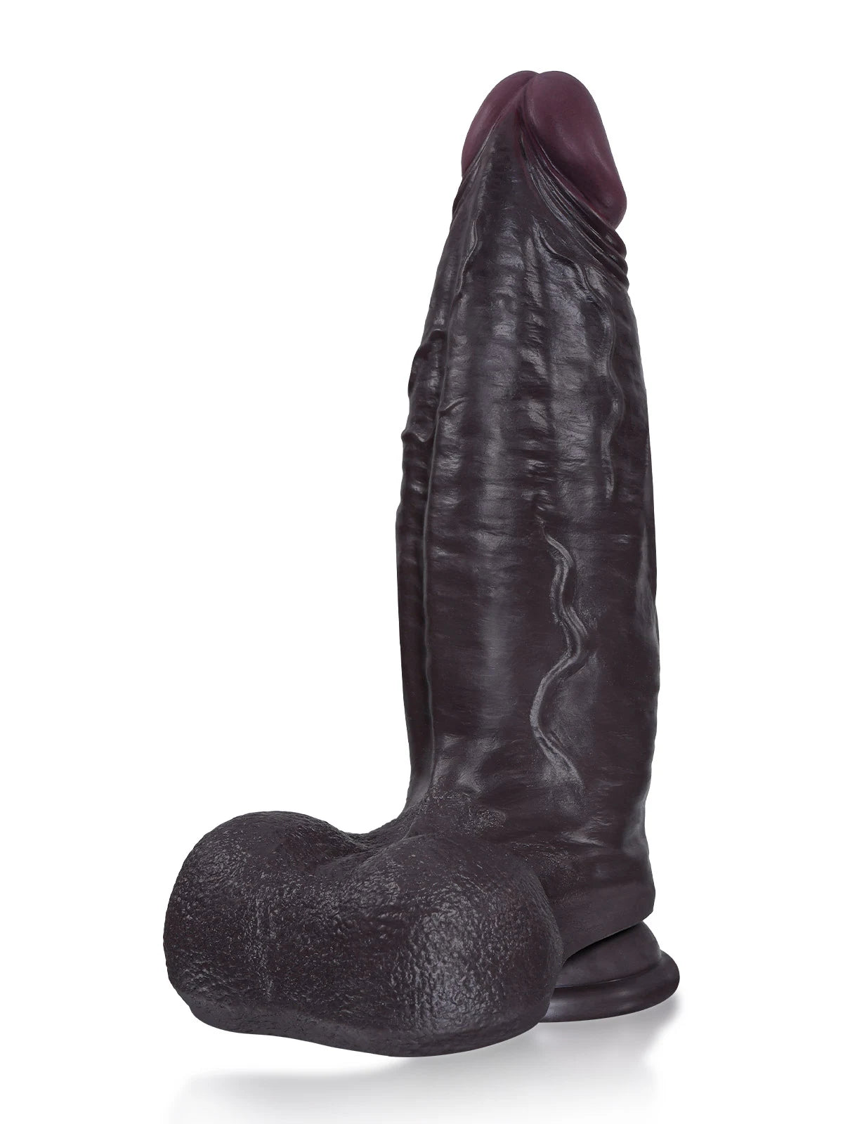 Hugo - Schwarzer Realistischer Dildo mit verjüngter Eichel und Harnröhrenleiste - 29,2 cm