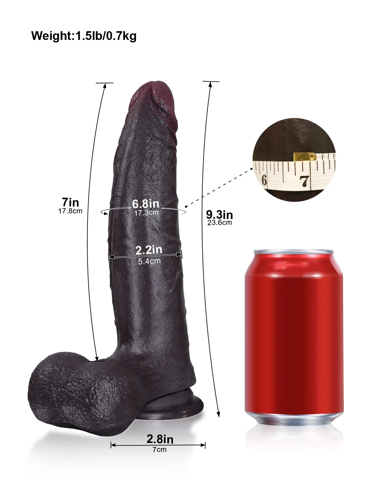 Hunter - Schwarzer Gebogener Realistischer Dildo zur G-Punkt-Stimulation – 23,6 cm