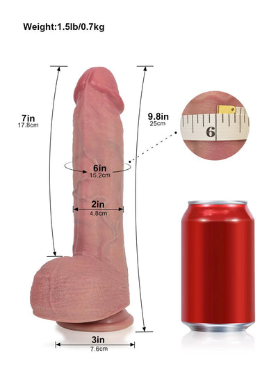 Ivan - Stoßender Vibrations-Dildo mit gewölbter Eichel & Rückenleiste - 25 cm