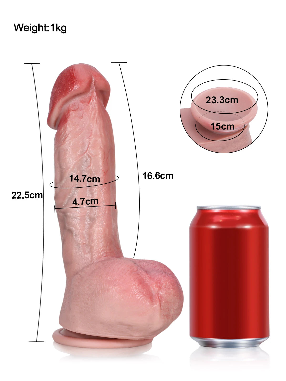 Jack - Dicker, realistischer Dildo mit großer, pilzförmiger Eichel - 22,5 cm