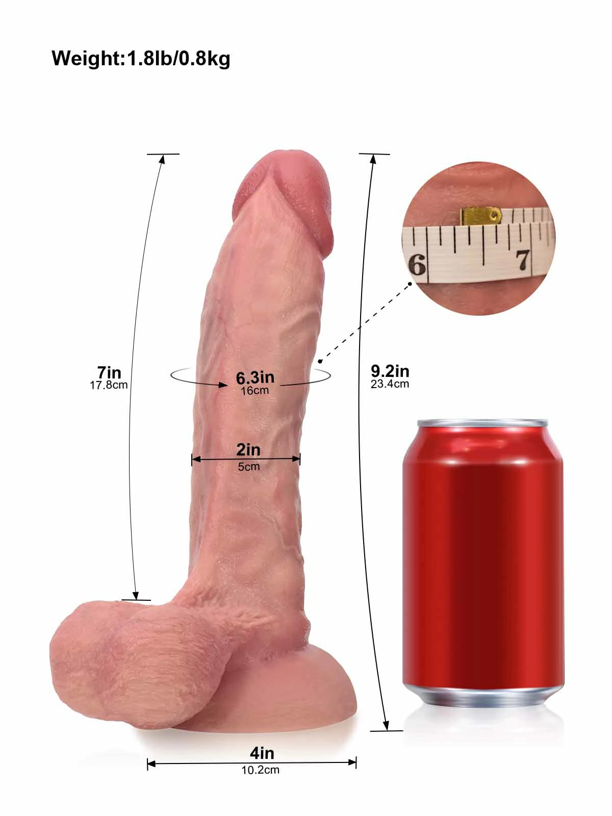 Jesse - Gebogener Realistischer Dildo mit Adernrelief und Weichen Hoden - 23,4 cm