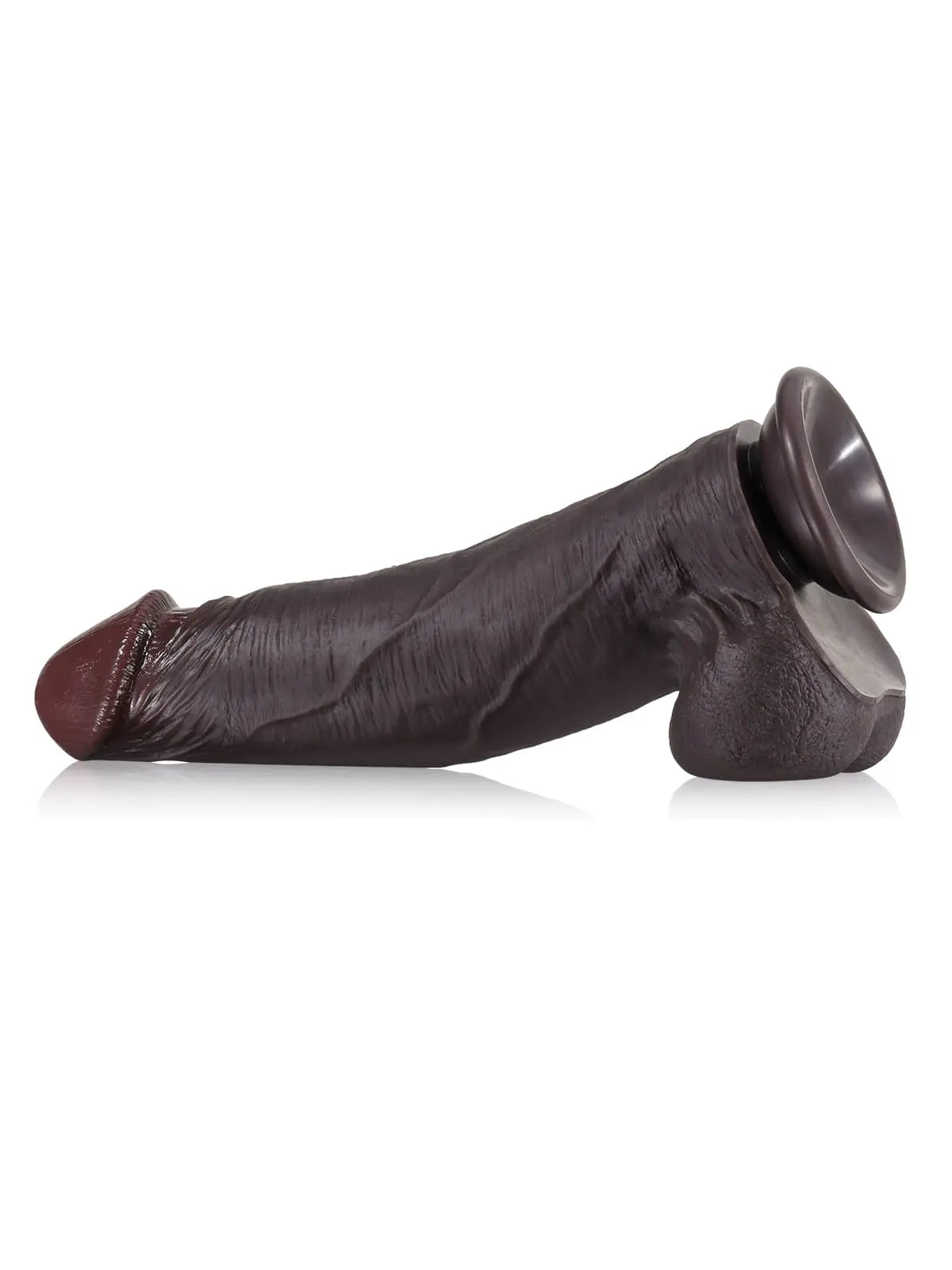 Jörg - Schwarzer, realistischer Dildo mit gleitender Haut und beweglichen Hoden - 23,3 cm