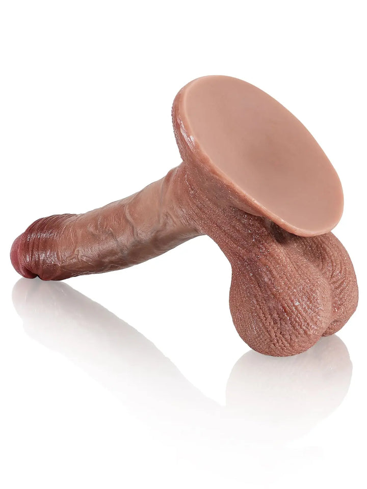 Jozef – Braunes Ultra-realistisches Dildo mit Hängenden Beweglichen Hoden – 23 cm