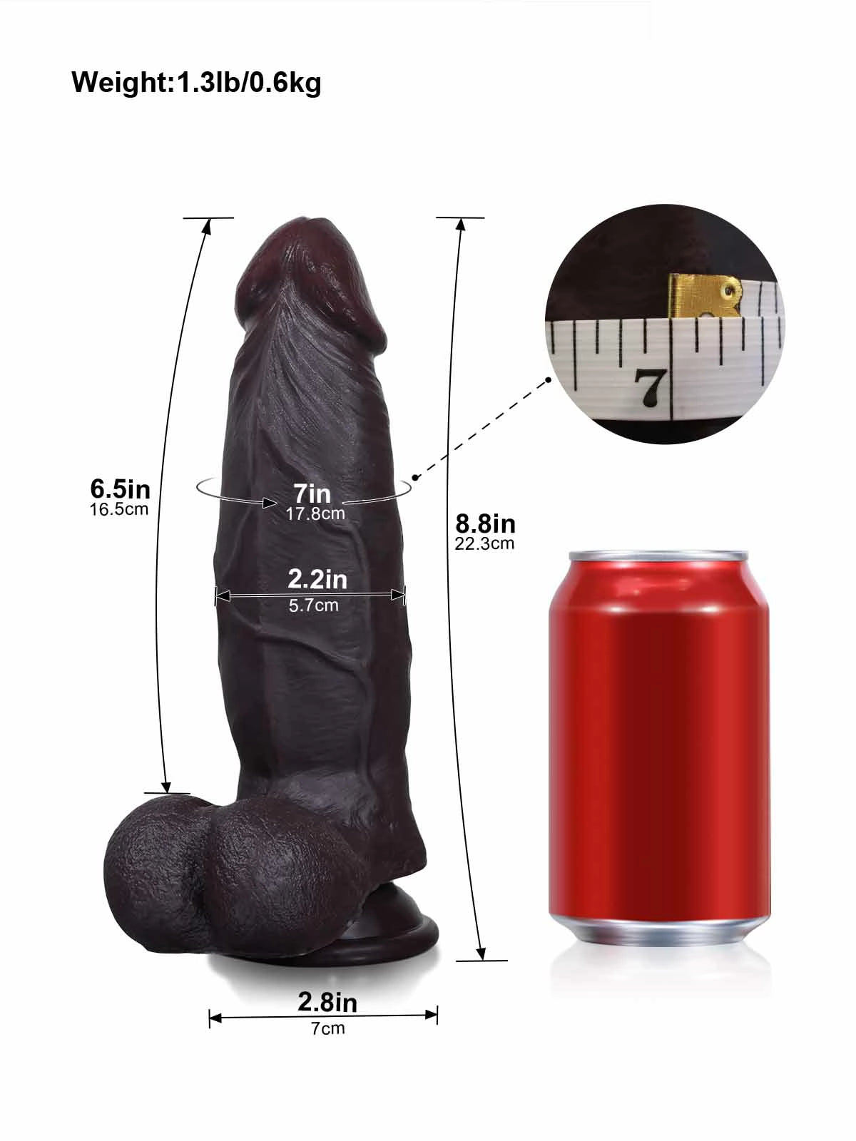 Konrad - Realistischer Dildo in Schwarz mit gleitender Haut, Breite & Hoden - 22,3 cm