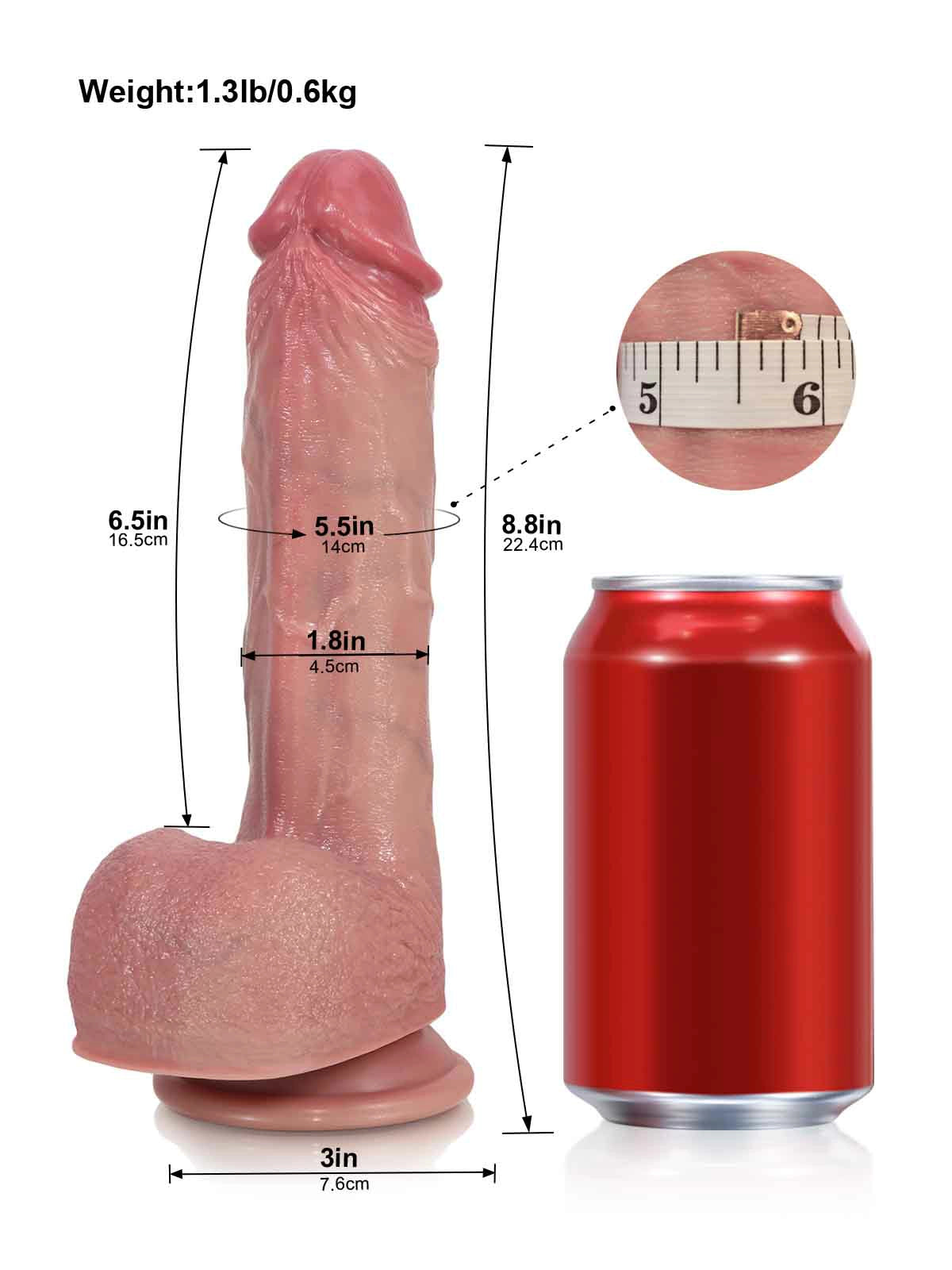 Leon - Dildo mit Stoßfunktion, Gefalteter Hauttextur und Heizfunktion - 22,4 cm