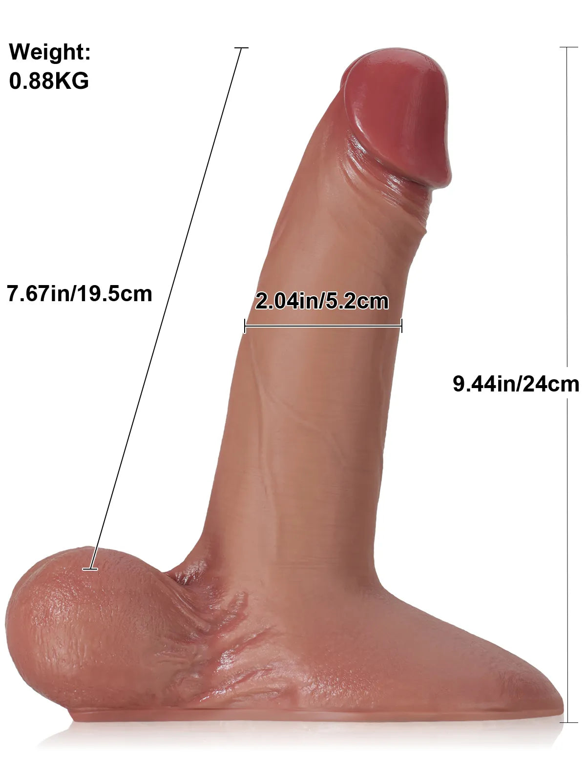 Lichtner - Braun Dildo mit gleitender Haut & Vac-U-Lock-Anschluss - 24 cm