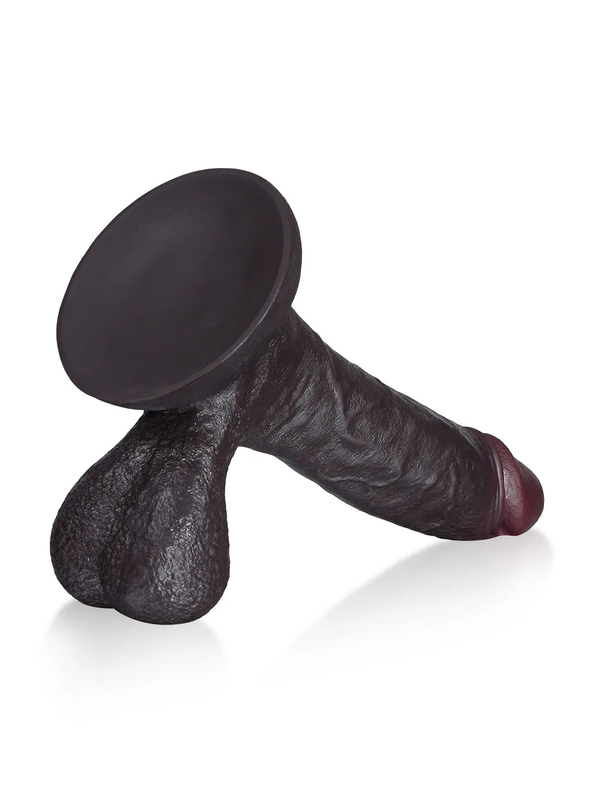 Logan - Schwarzer Realistischer Dildo mit bauchiger Eichel und pendelnden Hoden – 23,4 cm