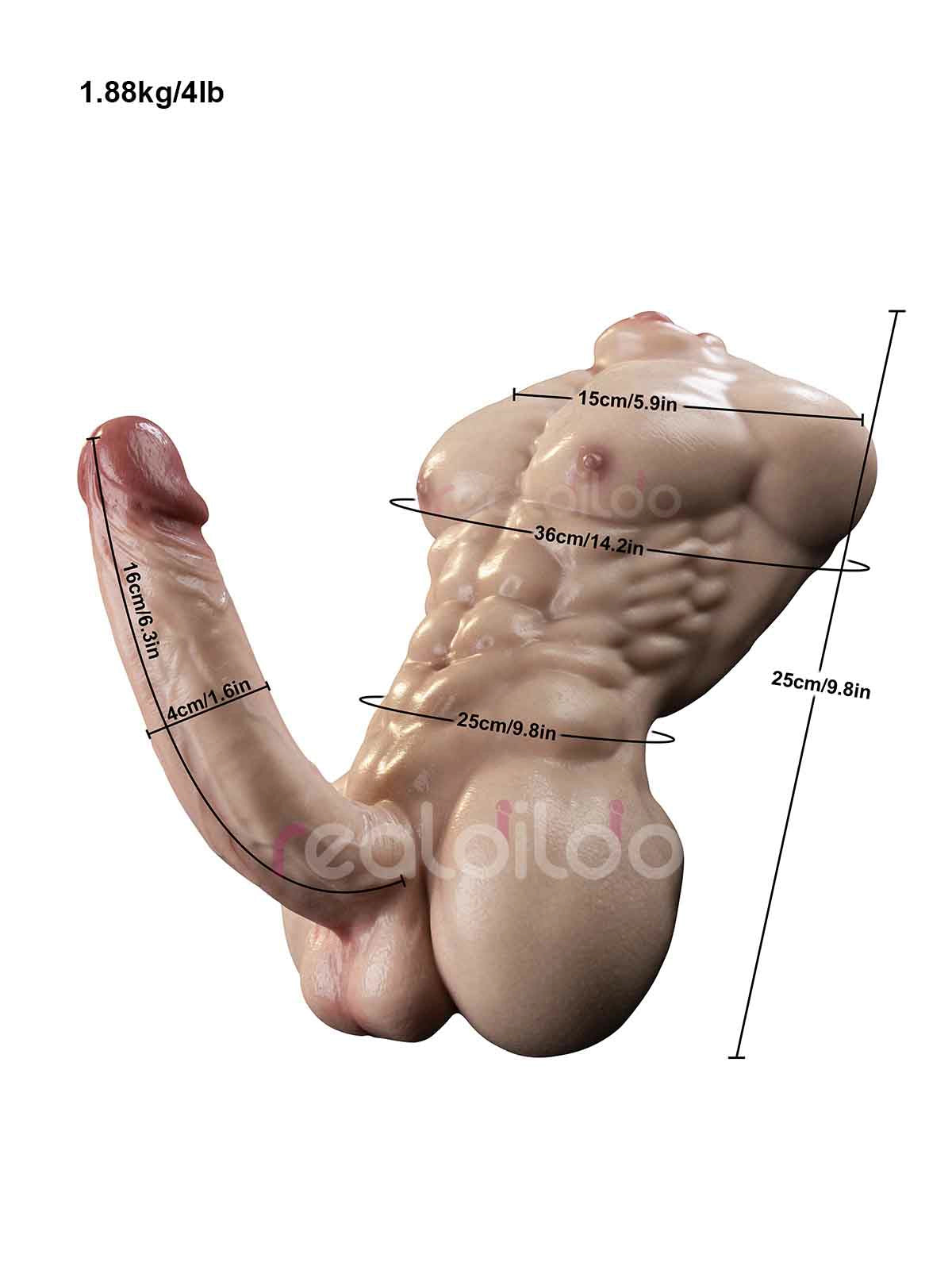 Lorenz - Kompakter Dildo-Torso 1,88 kg mit 16 cm Dildo, Oral- und Analkanal