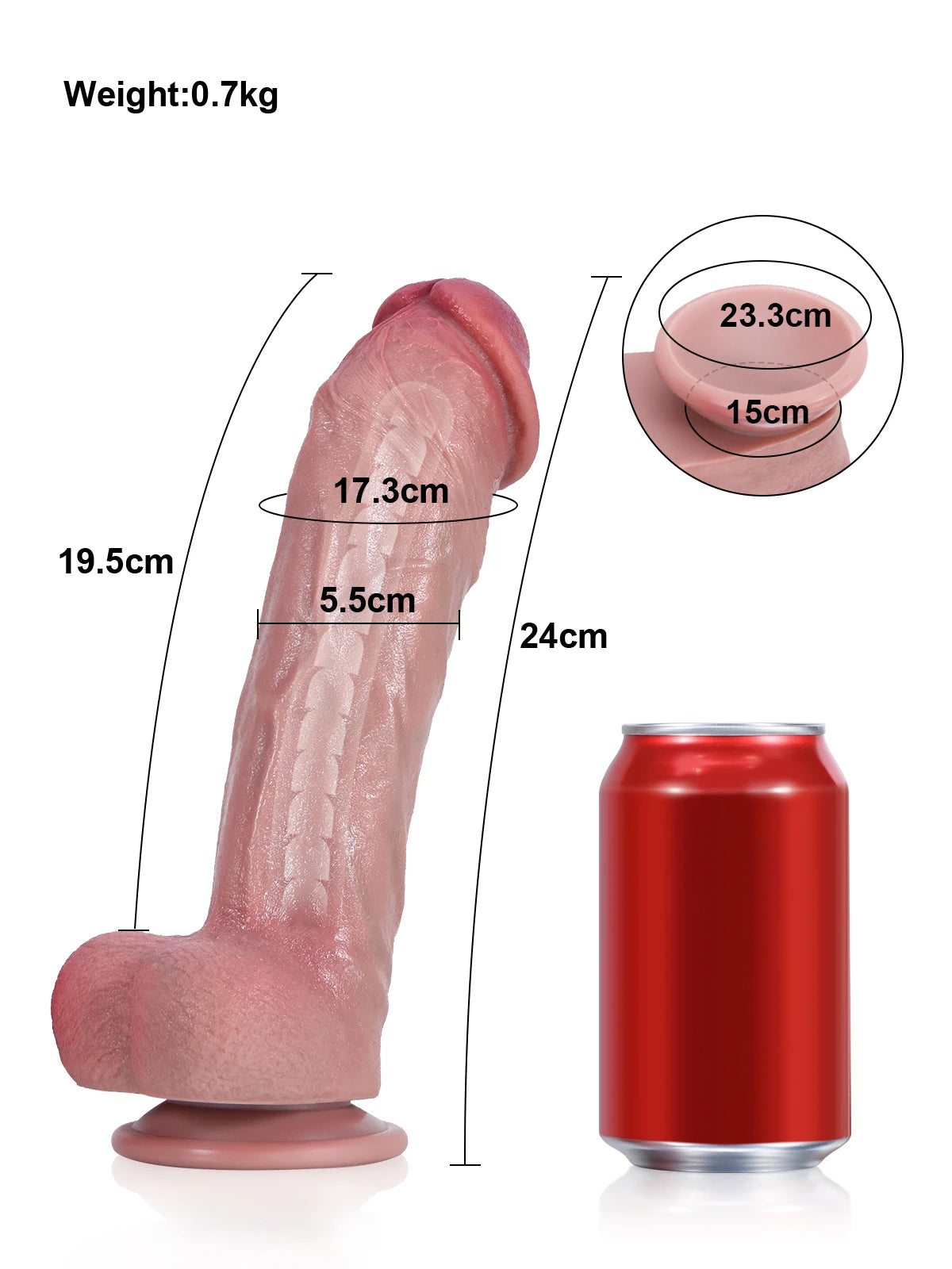 Machete - Flesh G-Punkt Dicker Gebogener Dildo mit Metallkern Biegsam - 24 cm