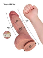 Marcus - Stoßender Vibrations-Dildo mit Aufwärtskurve & faltigen Hoden - 27 cm