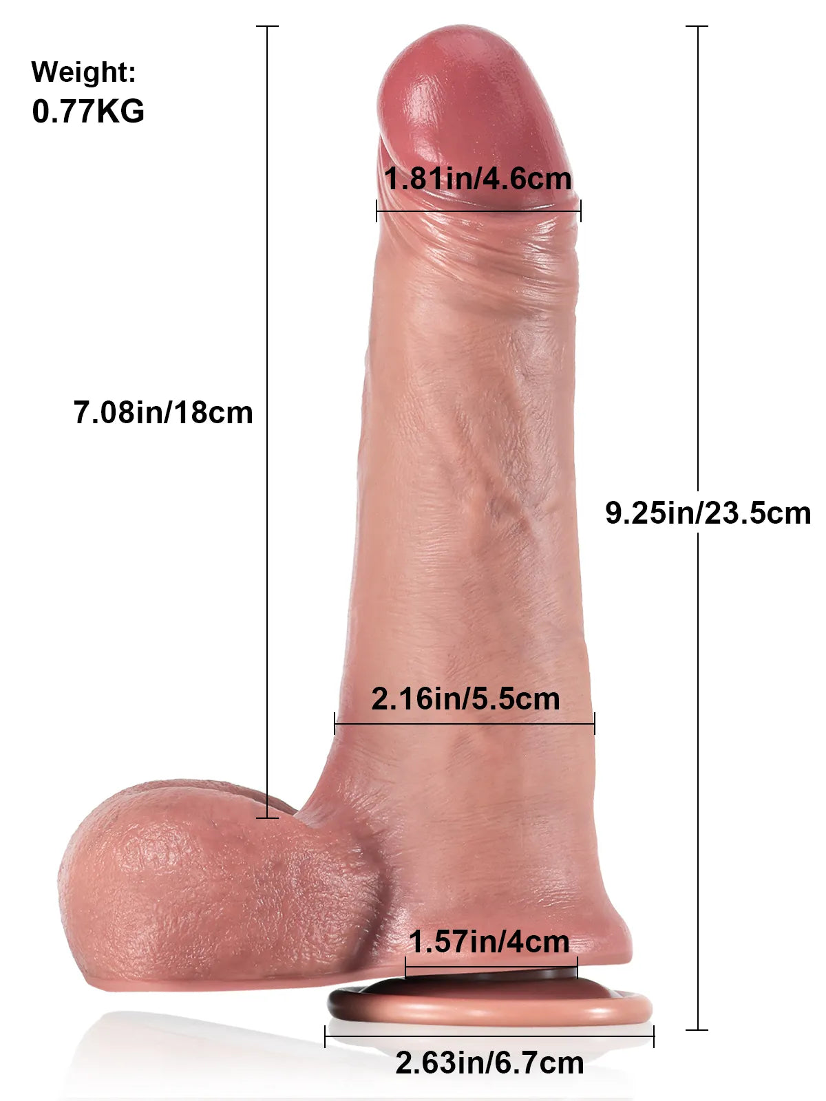 Matthias - Lebensechter Dildo mit gleitender Haut und flexiblen Hoden - 23,5 cm