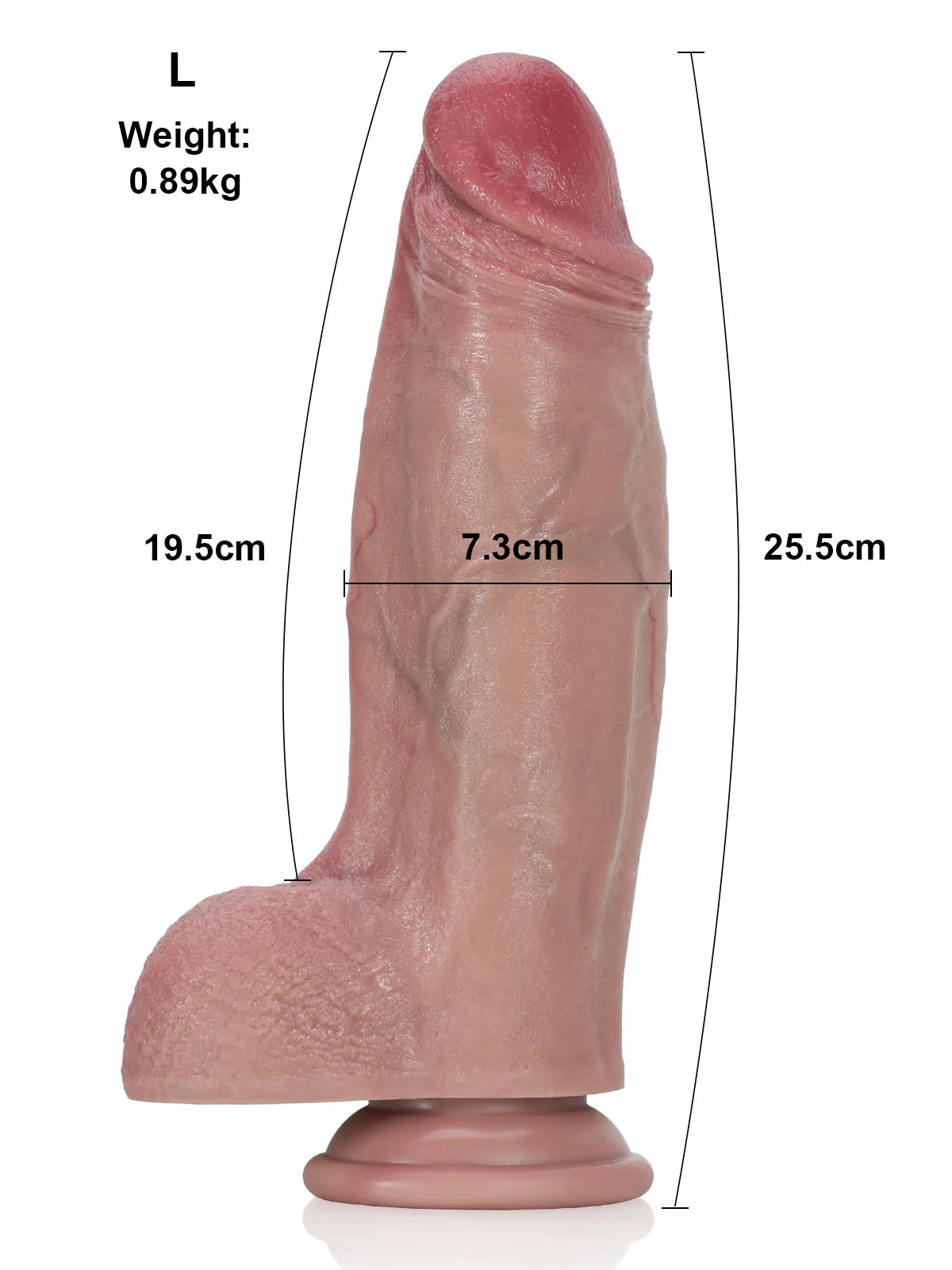 Moritz - Realistischer Dildo mit breitem Rücken und ausgeprägtem Grat - 25,5 cm
