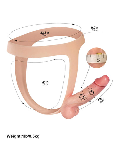 Nathan - Silikon-Strap-On mit stabilem Dildo - Ideal für lesbische Paare & Pegging - 15 cm