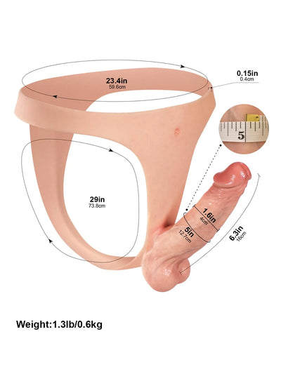 Nick - Leichter, tragbarer Silikon-Strap-On-Dildo mit schlankem Riemen - 16 cm