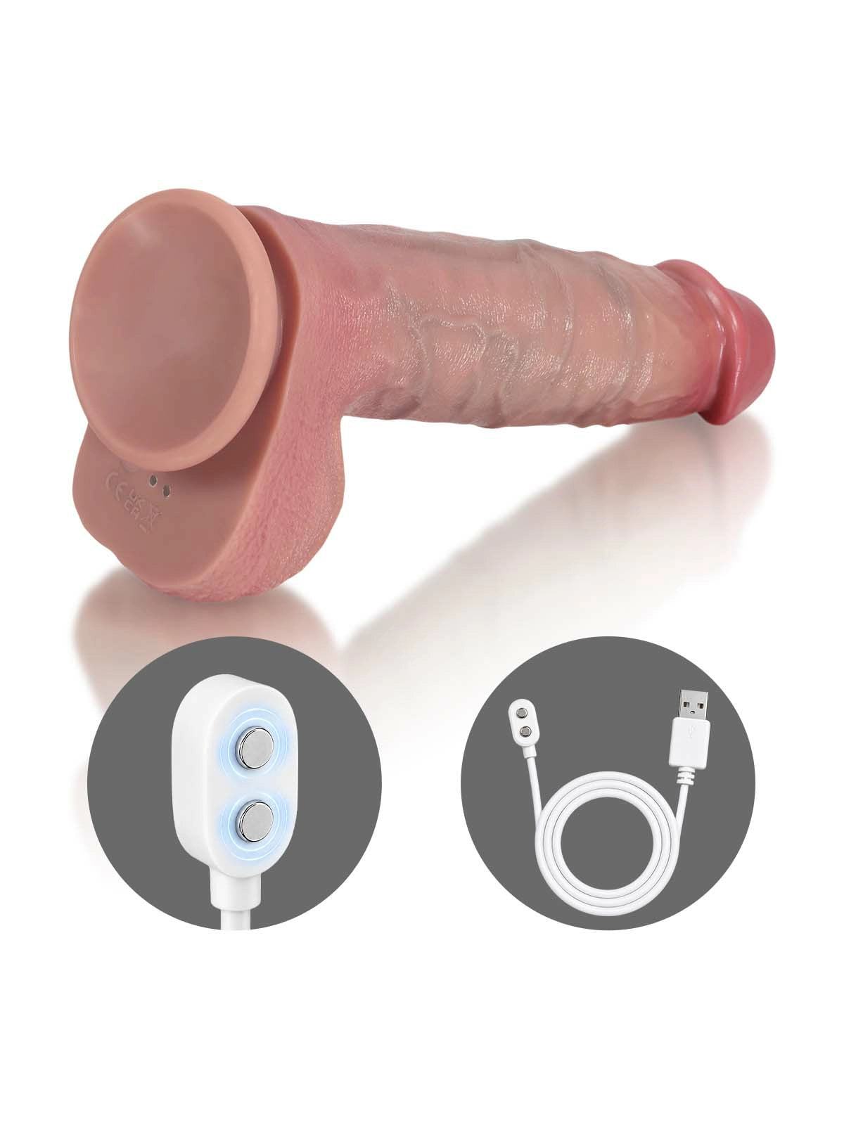 Nico - Stoßender Vibrations-Dildo mit weicher Pilzeichel - 25 cm