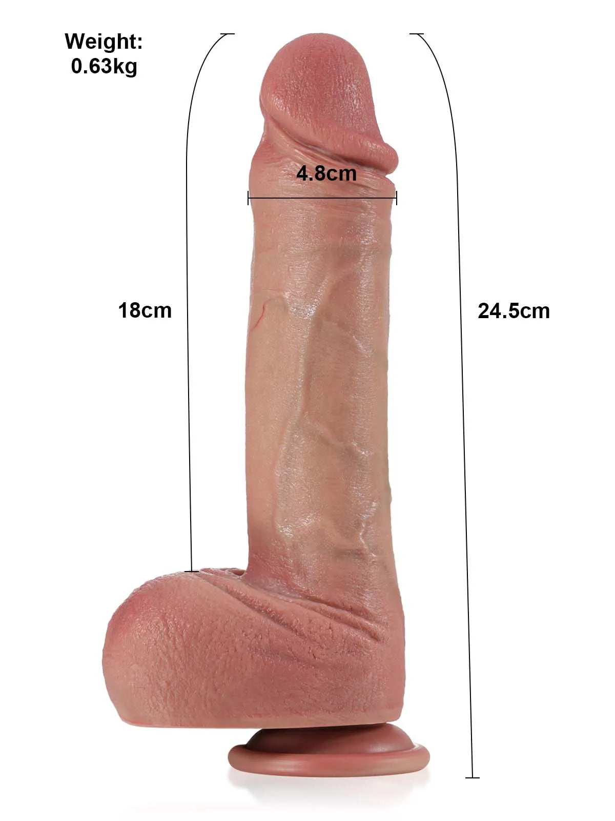 Onyx - Realistischer, gerader Dildo mit weicher Haut & beweglichen Hoden - 24,5 cm
