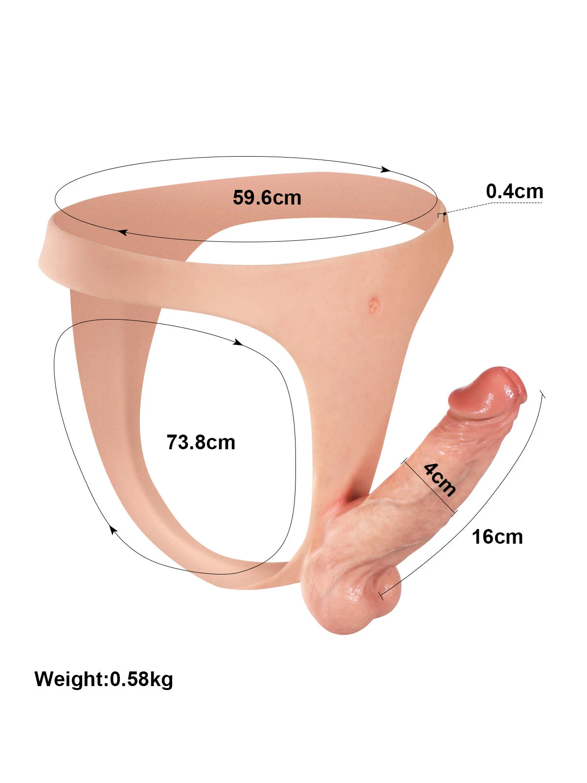 Parsifal - Leichter, tragbarer Silikon-Strap-On-Dildo mit schlankem Riemen - 16 cm