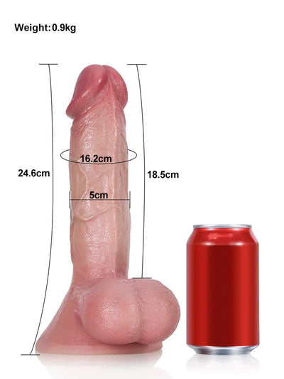 Rob - Realistischer, weicher Dildo mit schwingenden Hoden und Metallkern - 24,6 cm