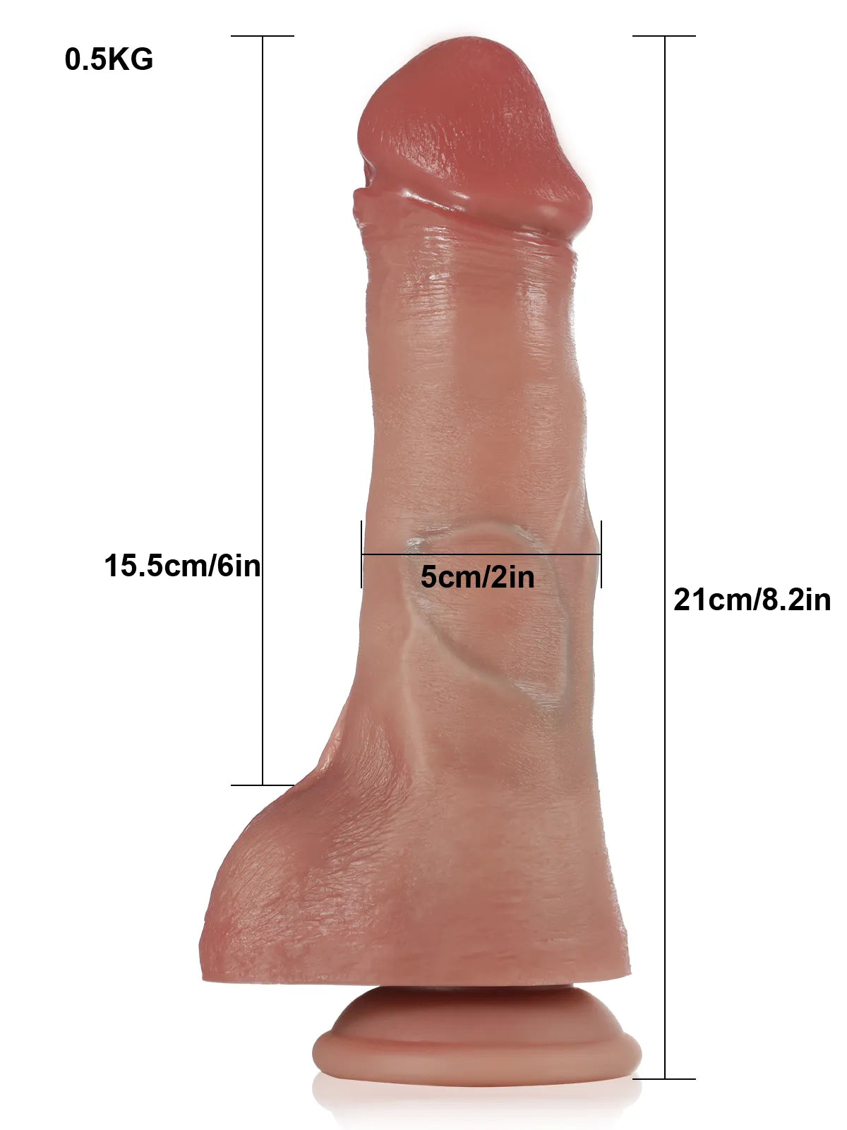 Rolf - Realistischer Dildo mit Vibration, Pulsation & Heizfunktion - 21 cm