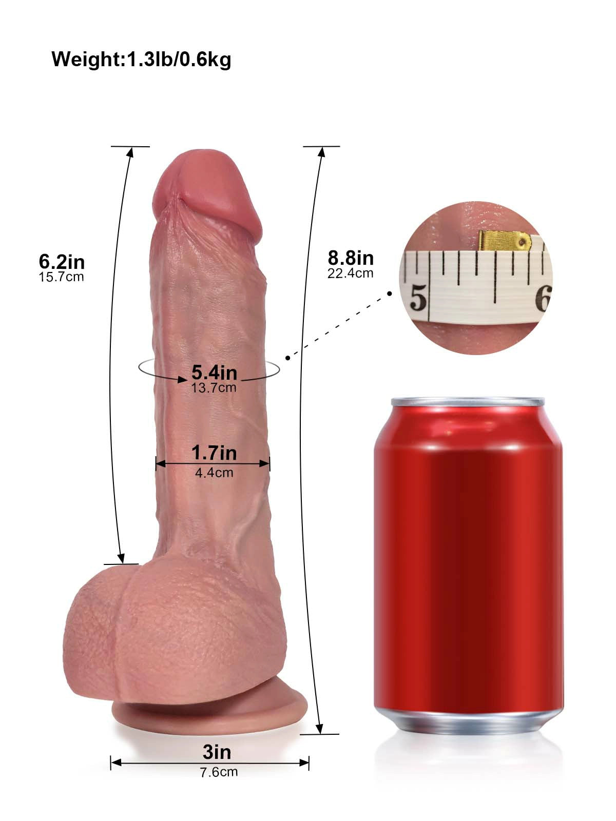 Roman - Dildo mit Stoßfunktion, Breitem Eichelrand und Spitzenmotor - 22,4 cm