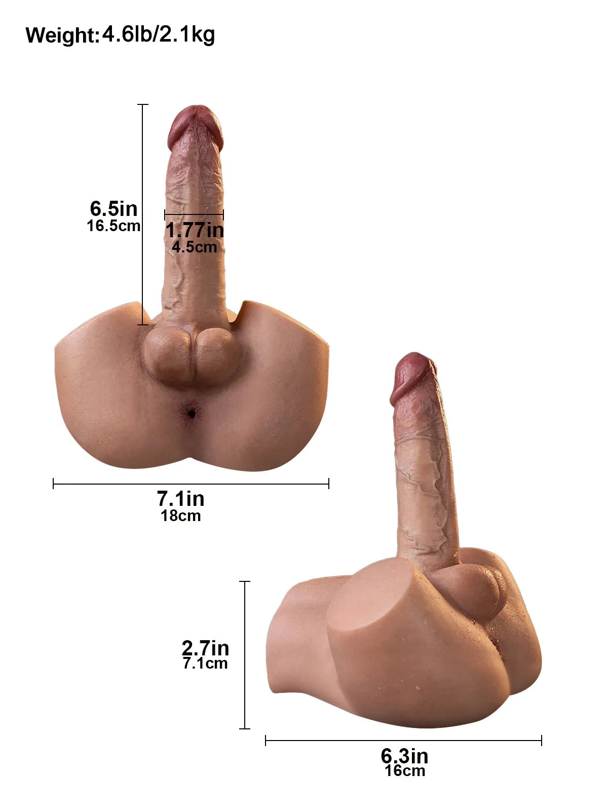 Rowge - Kleiner Silikon Dildo-Torso 2,1 kg mit Großem 16,5 cm Dildo