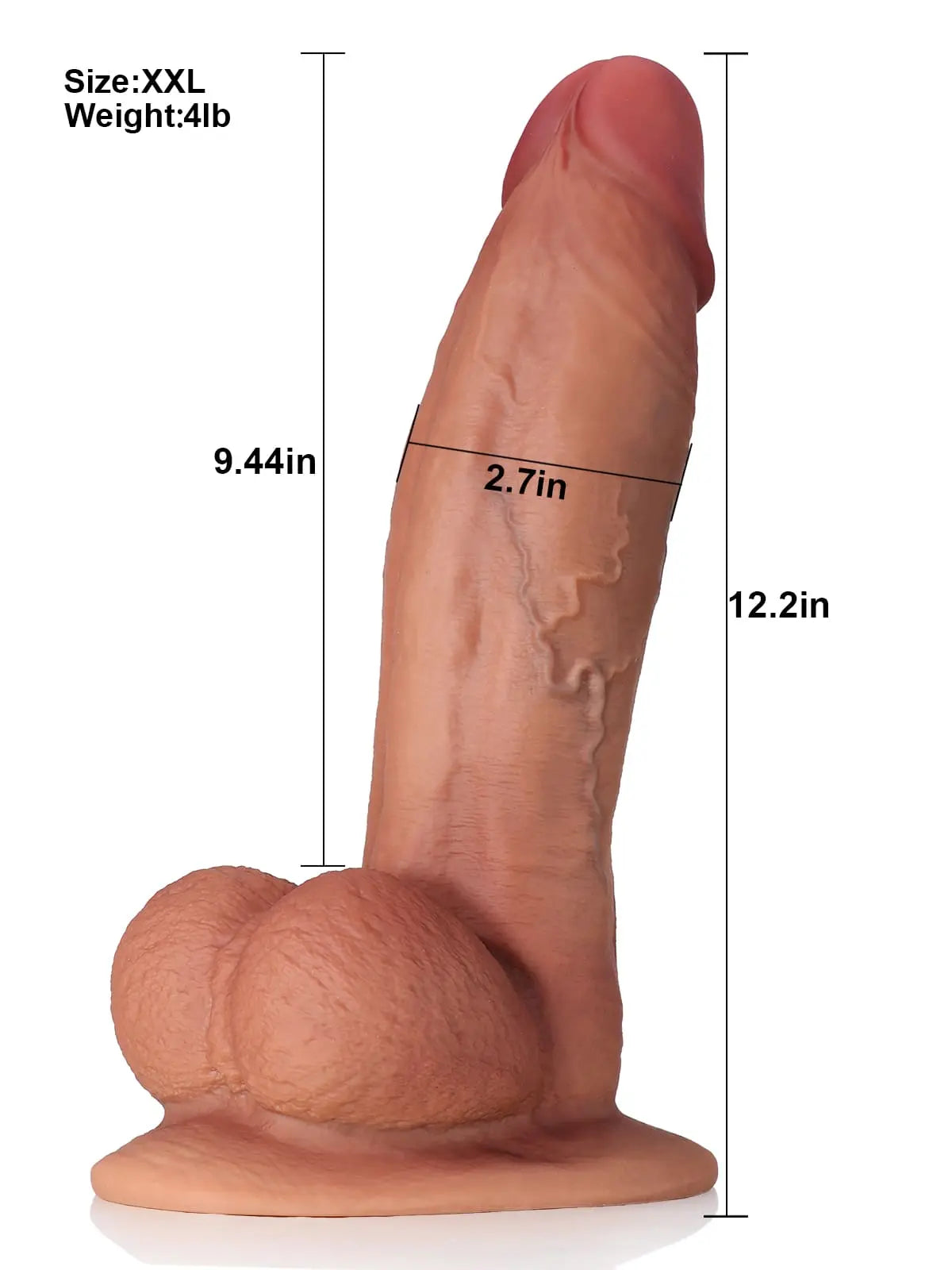 Schulze - Großer, dicker, realistischer brauner Dildo mit Adern und Hoden - 30,9 cm